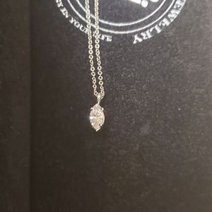 SOLD! 18kt white gold Chain with .45 marquise pendant